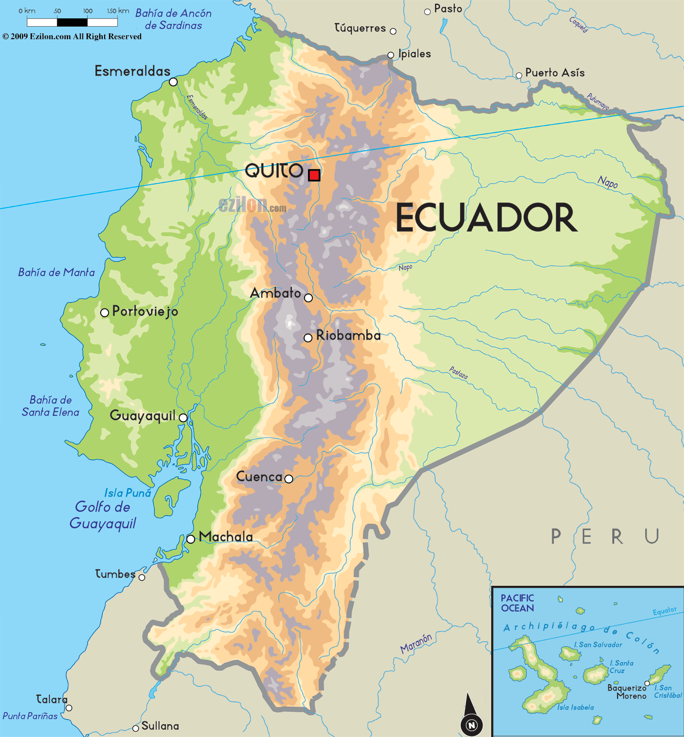 physikalisch karte von ecuador